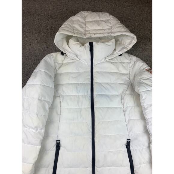 Guess Women's M White Puffer Jacket With Hood - Picture 11 of 14